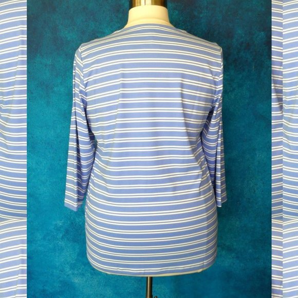 NWT Charter Club Striped Blue White Top Size 2X - Picture 5 of 9